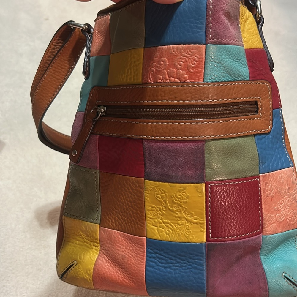 Fossil Patchwork Leather Shoulder Cross Body Bag - image 2